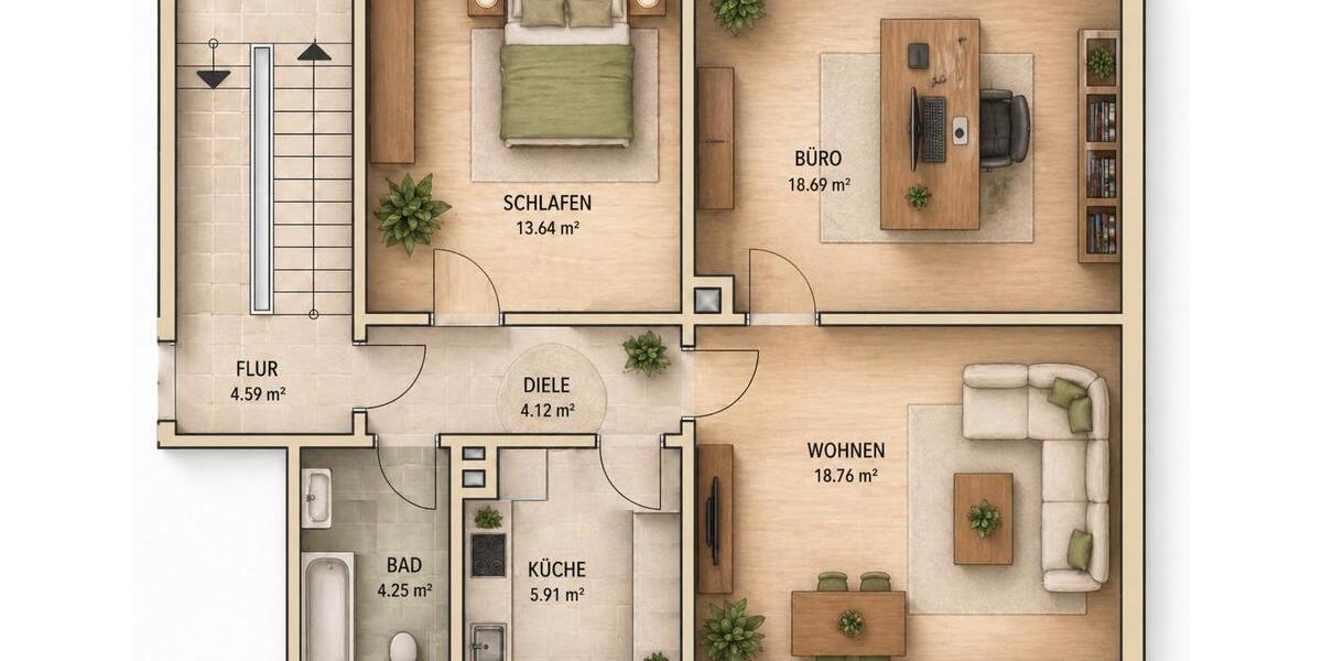 Etagenwohnung Geseke - 3 Zimmer, 66 m&sup2;, 400&euro; | Angebot:26397856