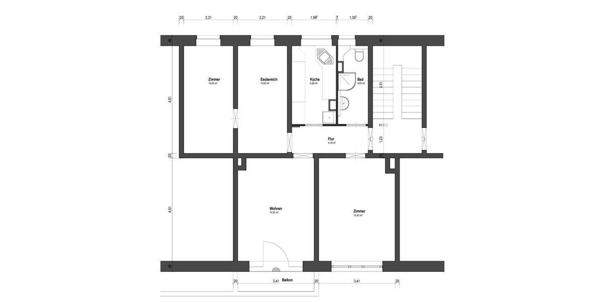 Etagenwohnung Jena - 3.5 Zimmer, 69 m&sup2;, 191.000&euro; | Angebot:25404825