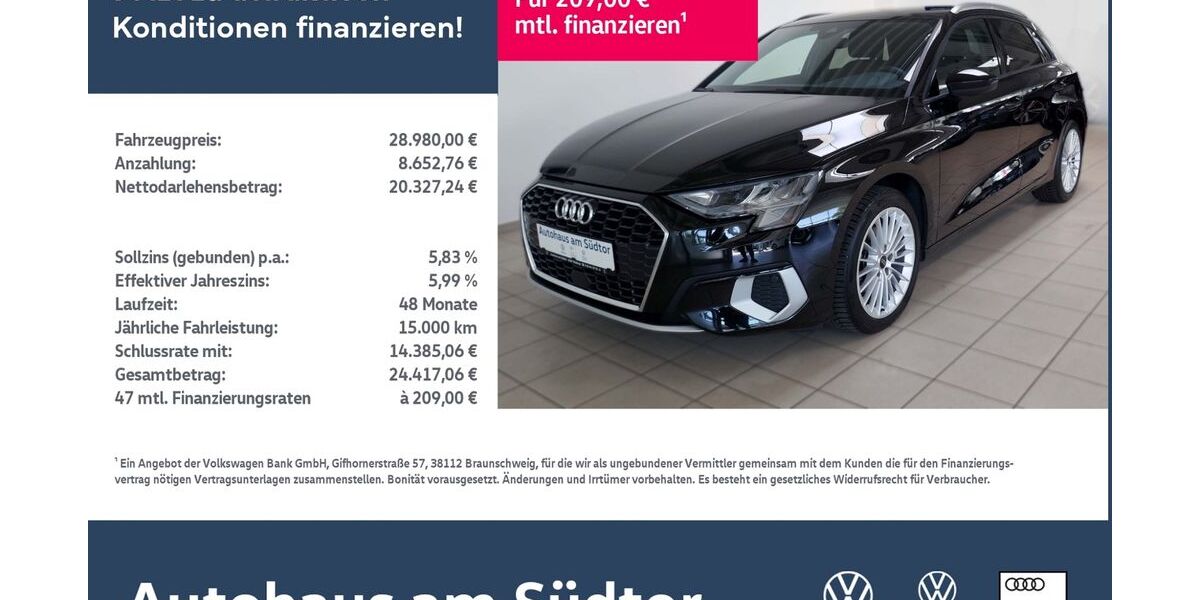 Audi A3 26.000 km 28.980 &euro; Rietberg 33397