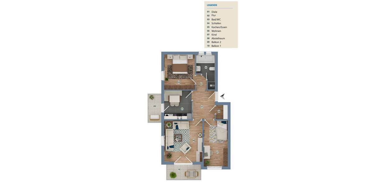 Etagenwohnung Freilassing - 3 Zimmer, 70 m&sup2;, 950&euro; | Angebot:26307352