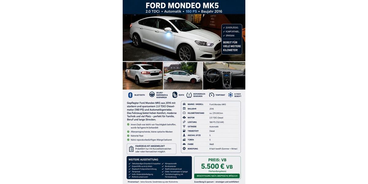 Ford Mondeo 270.000 km 6.500 &euro; Adelsried 86477