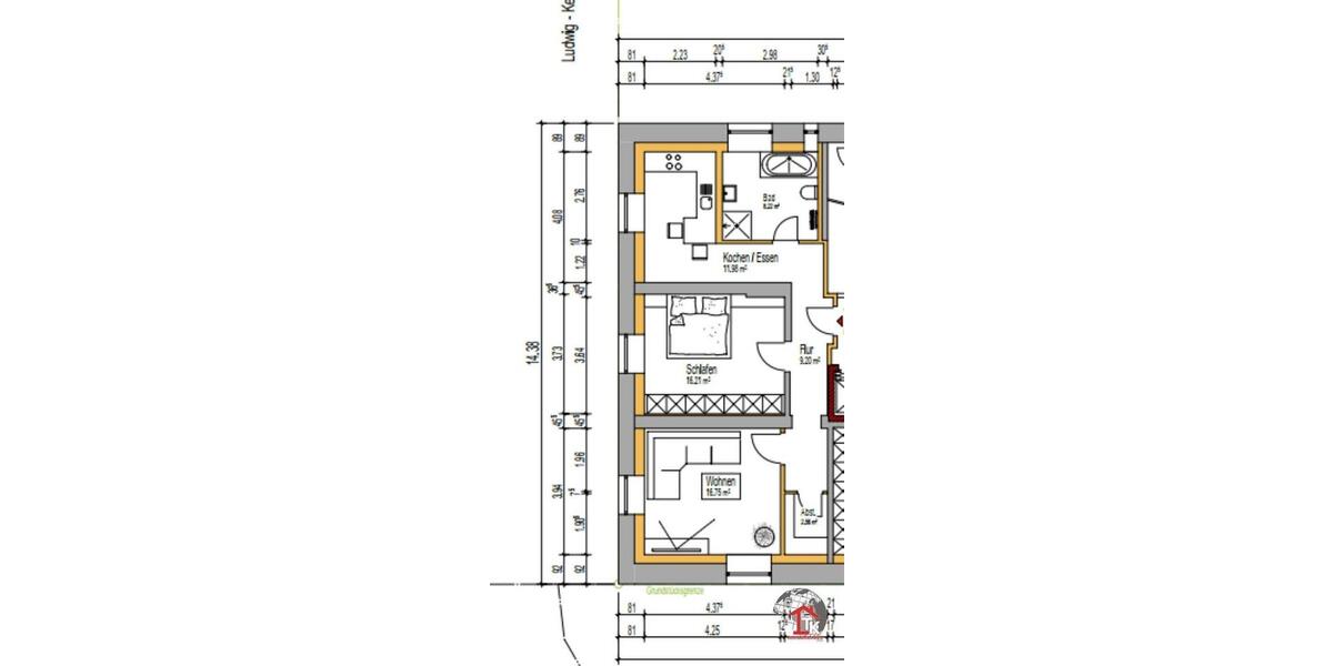 Erdgeschoßwohnung Ansbach - 2 Zimmer, 65 m&sup2;, 873&euro; | Angebot:25783372