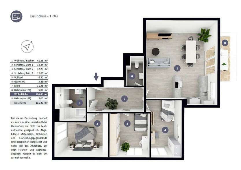 4-Zi-Balkonwohnung | modern & geräumig | Waldtrudering 4 zimmer