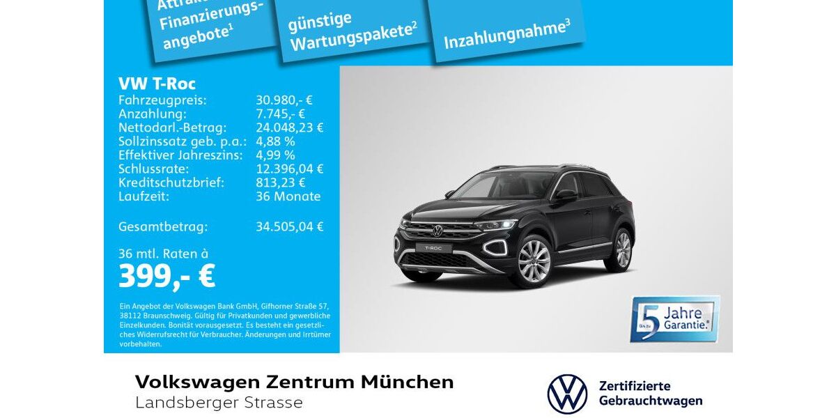 VW T-Roc 7.912 km 30.980 &euro; München 80687