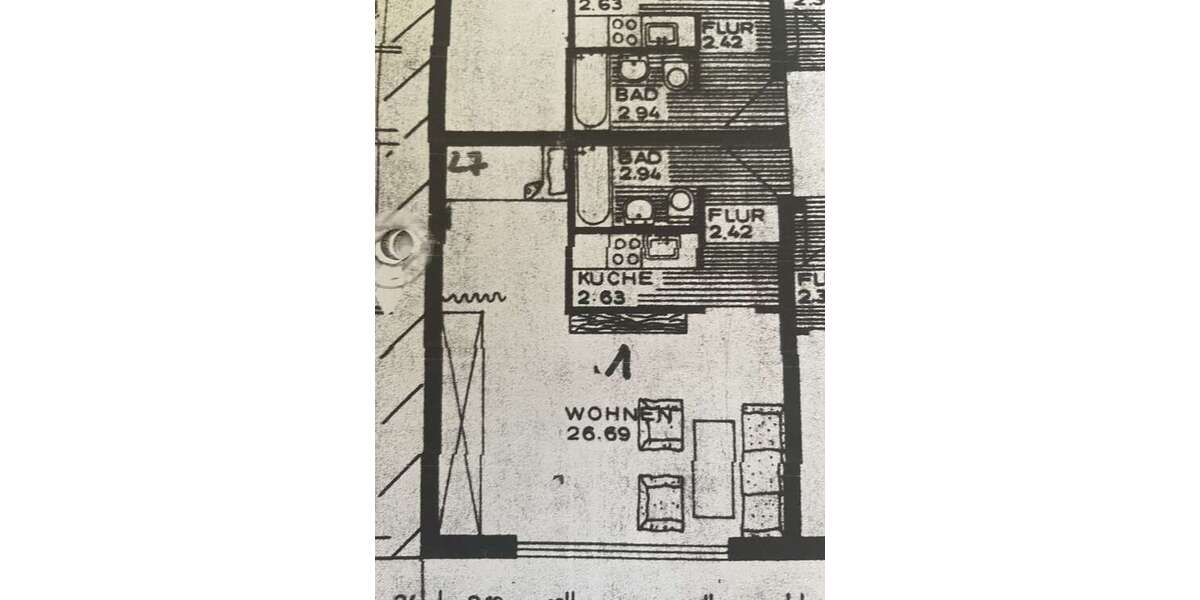 Etagenwohnung Heidelberg Handschuhsheim - 1 Zimmer, 35 m&sup2;, 600&euro; | Angebot:27339809