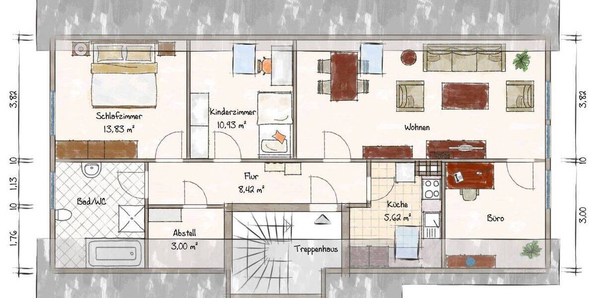 Etagenwohnung Oldendorf - 4 Zimmer, 76 m&sup2;, 852&euro; | Angebot:26488072