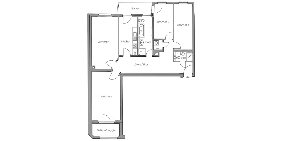 ZENTRUM SÜD-OST + 4 RAUM WOHNUNG + 2 BALKONE + AUFZUG + VERMIETET - Etagenwohnung Leipzig Zentrum-Südost | Angebot:27298600