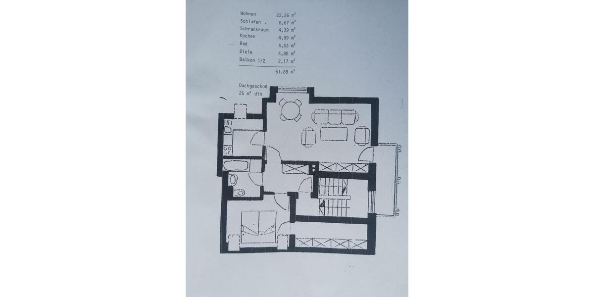 Dachgeschoßwohnung Augsburg Innenstadt - 2 Zimmer, 52 m&sup2;, 250.000&euro; | Angebot:24538859