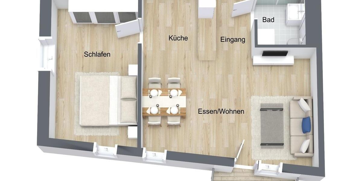 Etagenwohnung Konstanz Konstanz-Fürstenberg - 2 Zimmer, 65 m&sup2;, 1.190&euro; | Angebot:25376681