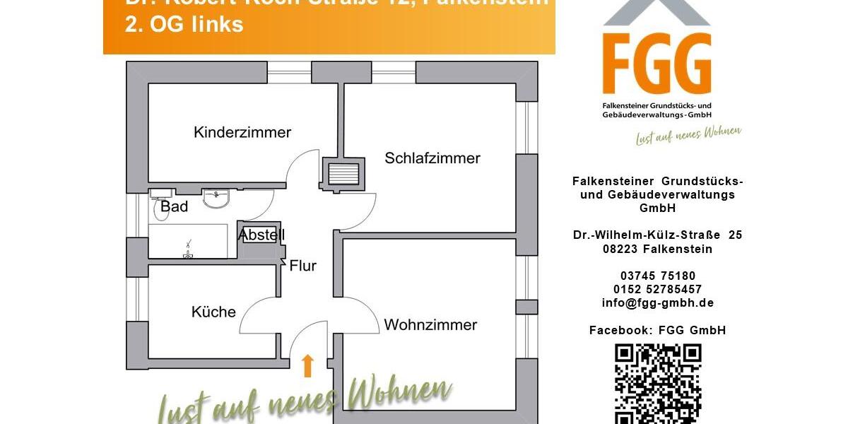 Etagenwohnung Falkenstein/Vogtland Vogtland - 3 Zimmer, 62 m&sup2;, 340&euro; | Angebot:26168698