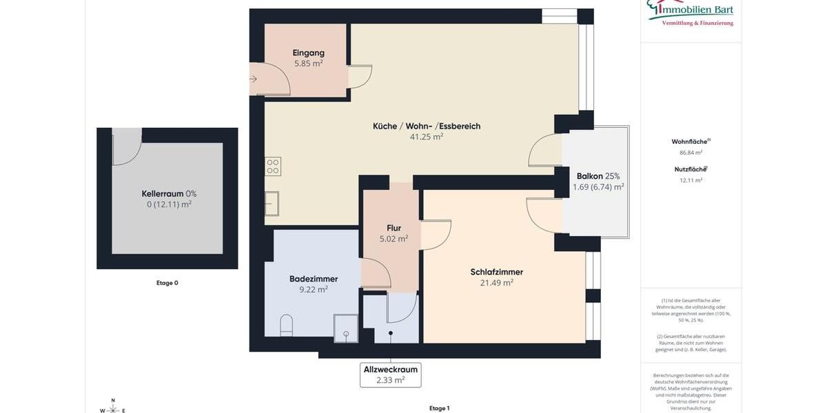 Etagenwohnung Perl - 2 Zimmer, 86 m&sup2;, 1.050&euro; | Angebot:26382342