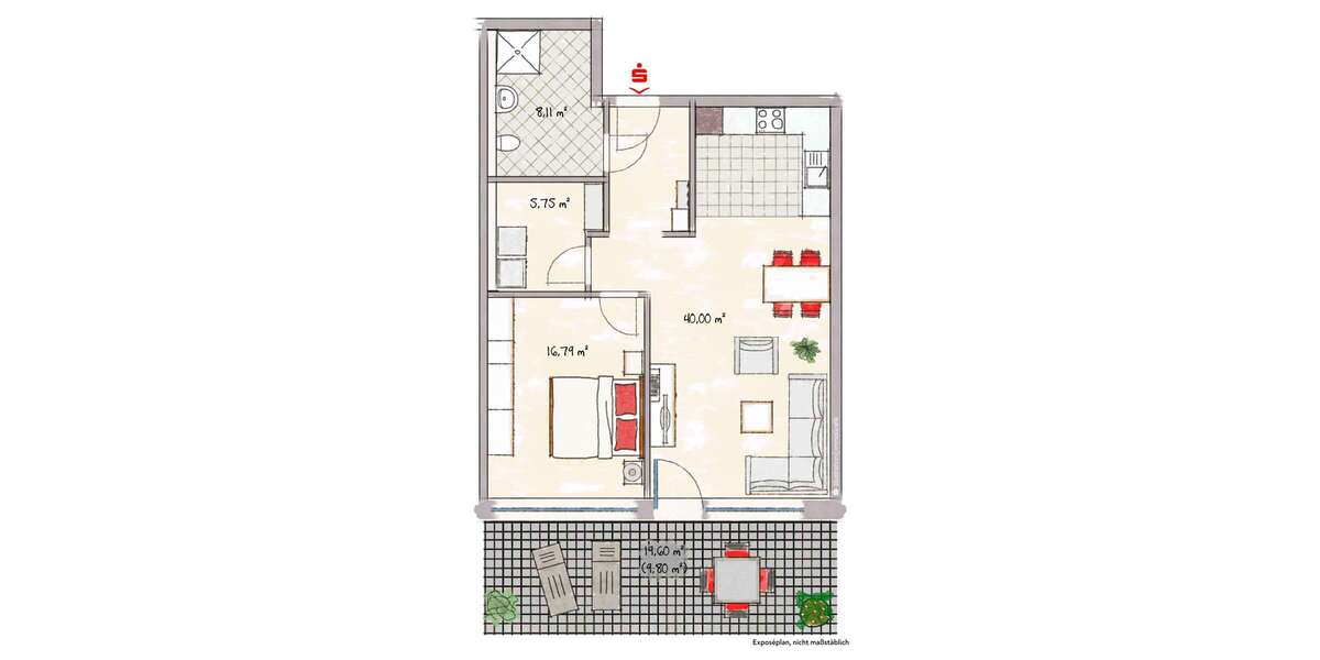 Etagenwohnung Dülmen - 2 Zimmer, 81 m&sup2;, 1.013&euro; | Angebot:27111738