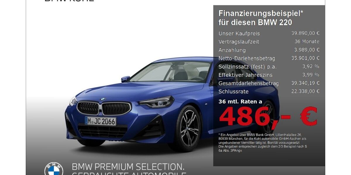 BMW 220 5.539 km 39.390 &euro; Aachen 52078