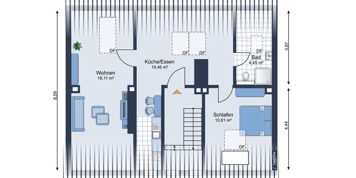Etagenwohnung Osnabrück Wüste - 2 Zimmer, 52 m&sup2;, 179.000&euro; | Angebot:26686566
