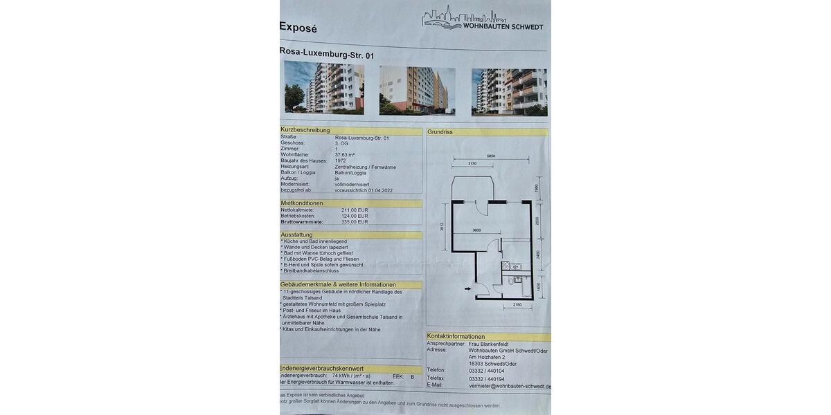 Gewerbeobjekt Schwedt (Oder) - 350&euro; | Angebot:24788542