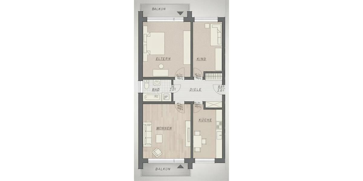Etagenwohnung Dinklage - 3 Zimmer, 85 m&sup2;, 700&euro; | Angebot:26662360