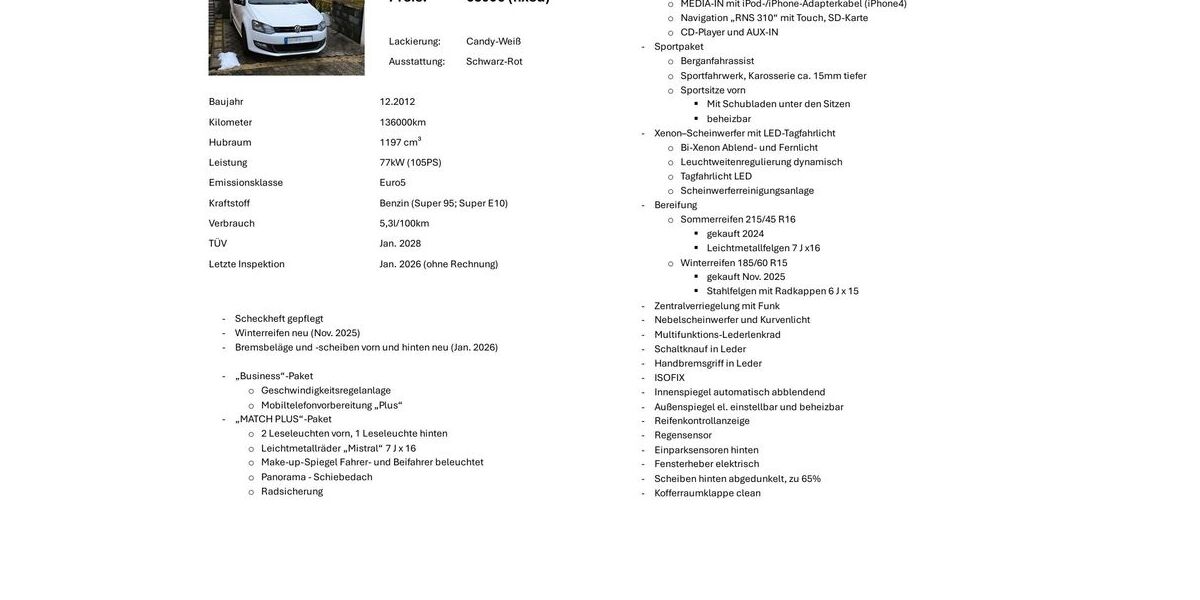 VW Polo 136.000 km 6.500 &euro; Heideck 91180
