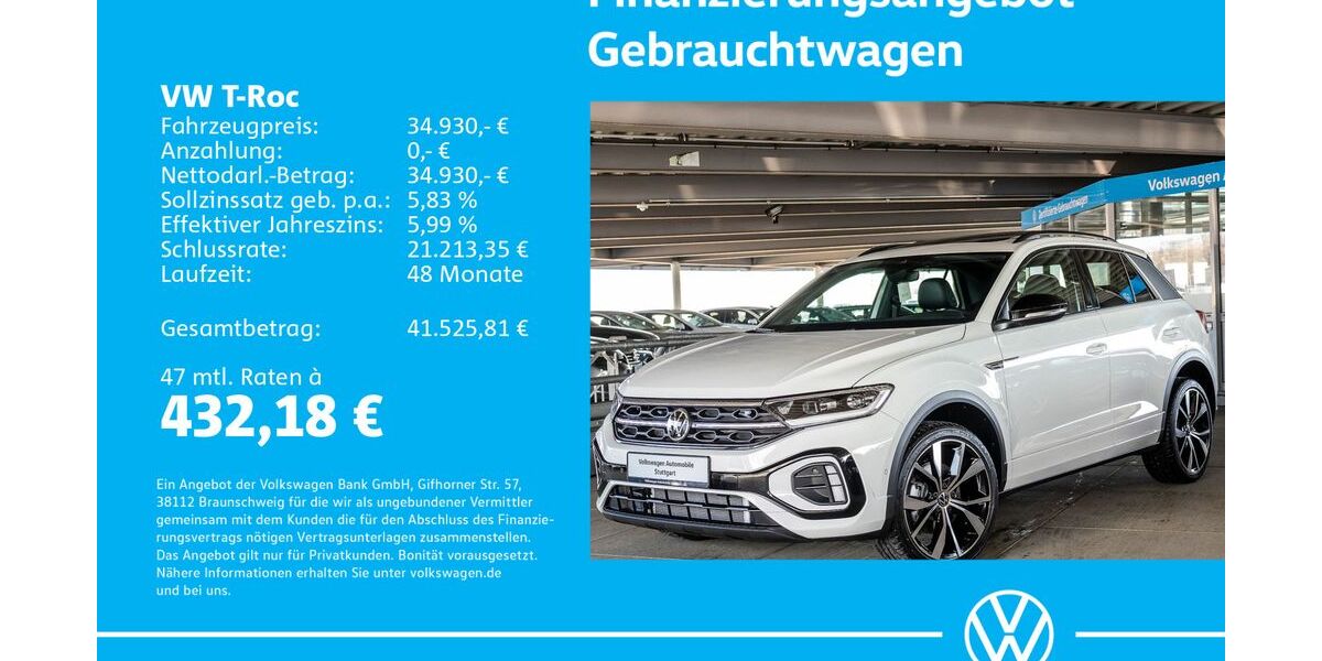 VW T-Roc 1.505 km 34.230 &euro; Stuttgart-Wangen 70188