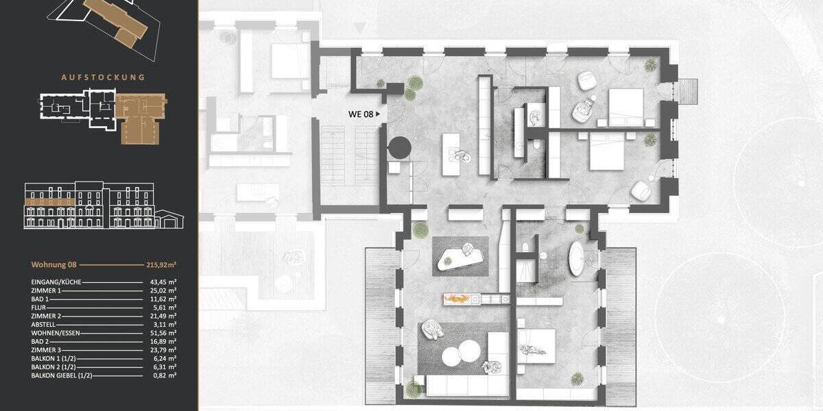 Etagenwohnung Kassel / West West - 5 Zimmer, 215 m&sup2;, 1.425.000&euro; | Angebot:25684820