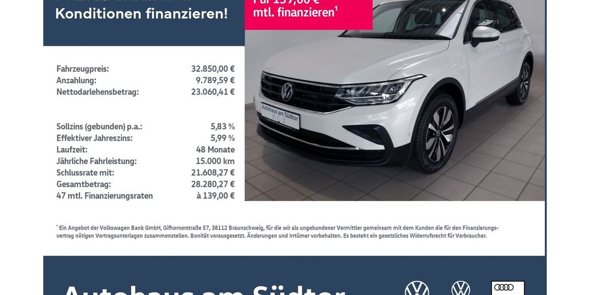 VW Tiguan 19.500 km 32.850 &euro; Rietberg 33397