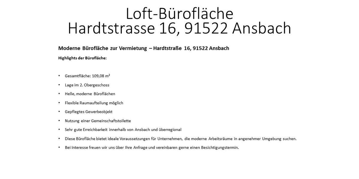 Gewerbeobjekt Ansbach - 873&euro; | Angebot:26132298