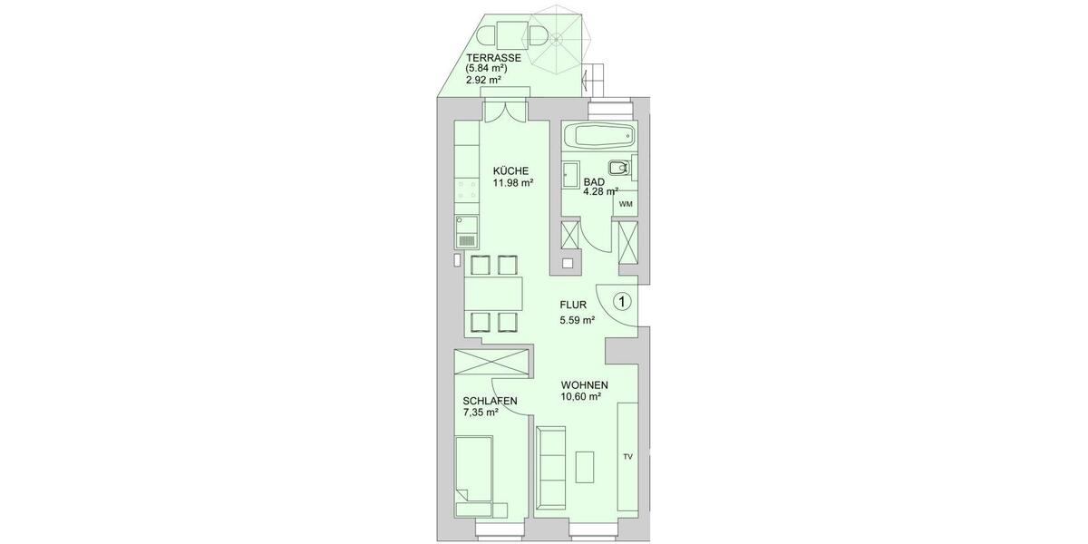 Erdgeschoßwohnung Zwickau Zwickau-Nord - 2 Zimmer, 43 m&sup2;, 340&euro; | Angebot:26349626