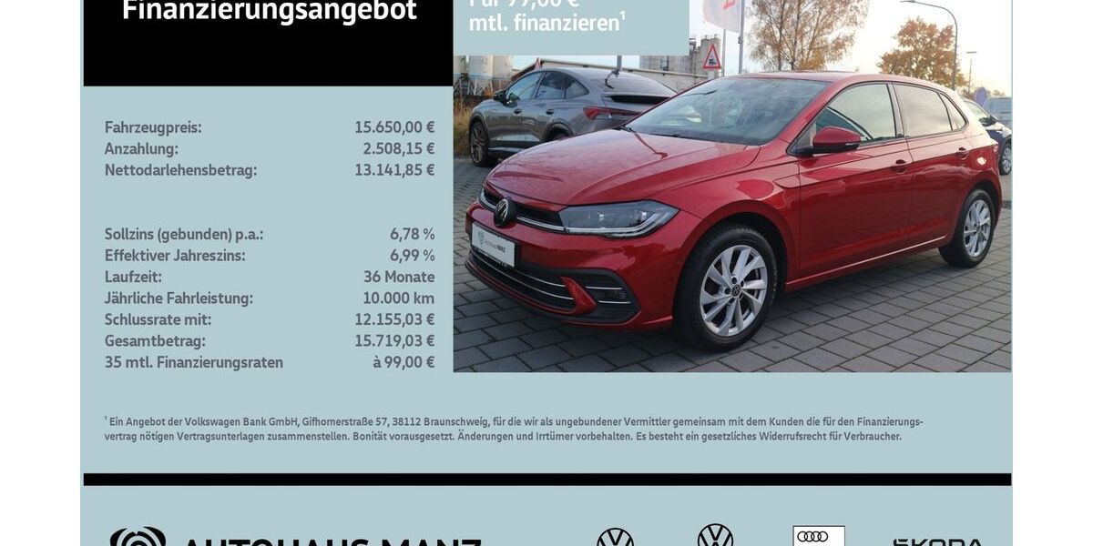 VW Polo 70.639 km 14.979 &euro; Schwarzenfeld 92521