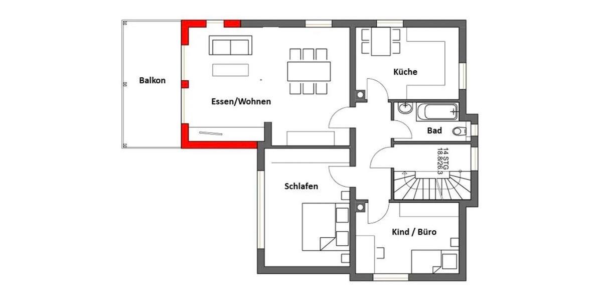 Etagenwohnung Murg - 3.5 Zimmer, 98 m&sup2;, 1.050&euro; | Angebot:25150123
