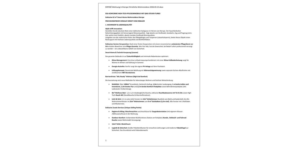 Etagenwohnung Kierspe - 2 Zimmer, 62 m&sup2;, 240.000&euro; | Angebot:25629902