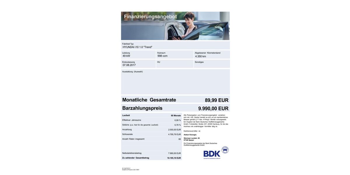 Hyundai i10 4.350 km 9.990 € Speyer 67346