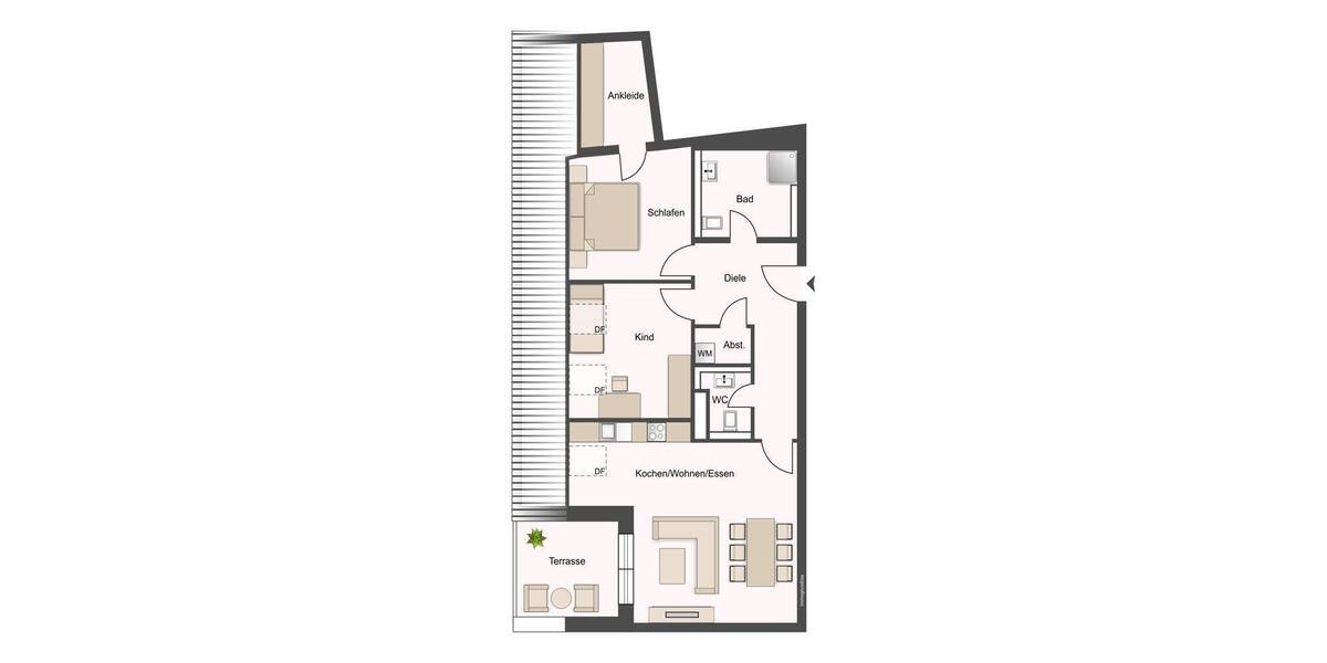 Stilvolles Wohnen! Moderne, barrierefreie 3-Zi.-Whg., Bj. 2019, KfW55, Loggia, incl. EBK u. TG-Stellpl. 3 zimmer