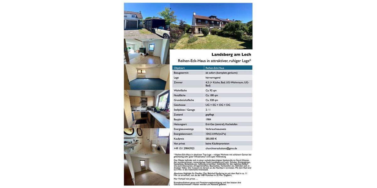 Reihenhaus Landsberg am Lech Ellighofen - 4.5 Zimmer, 92 m&sup2;, 585.000&euro; | Angebot:27034431