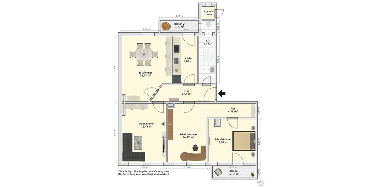 Etagenwohnung Wilhelmshaven Heppens - 4 Zimmer, 91 m&sup2;, 149.000&euro; | Angebot:26841468