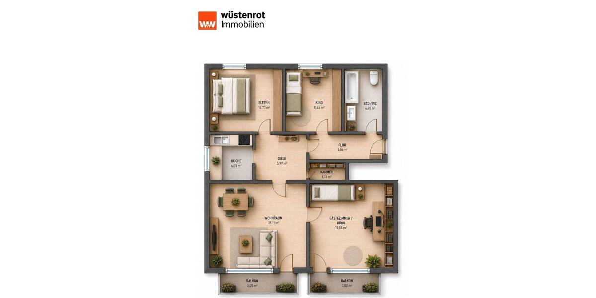 Etagenwohnung Ismaning - 4 Zimmer, 101 m&sup2;, 699.000&euro; | Angebot:26874850