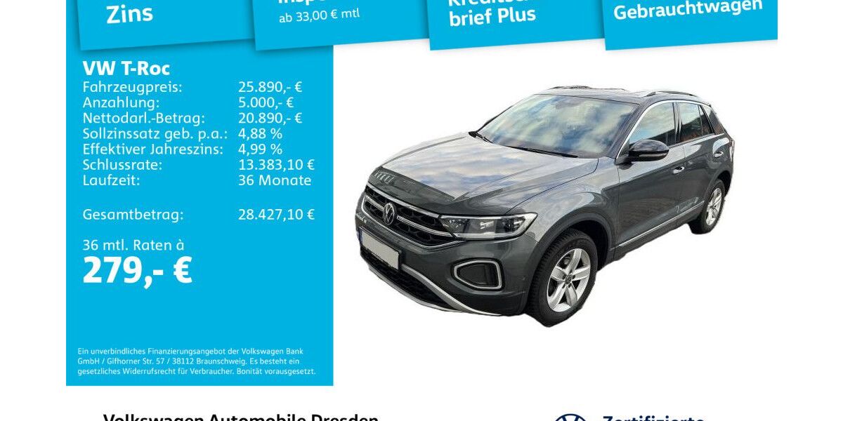 VW T-Roc 44.672 km 25.890 &euro; Dresden 01169
