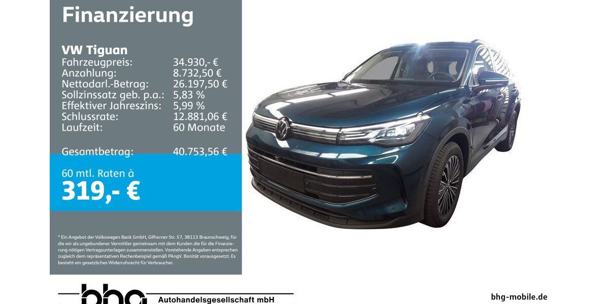 VW Tiguan 6.789 km 34.930 &euro; Ettlingen 76275