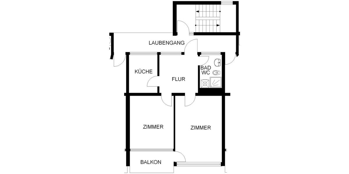 Etagenwohnung Hagen - 2 Zimmer, 55 m&sup2;, 330&euro; | Angebot:26661797