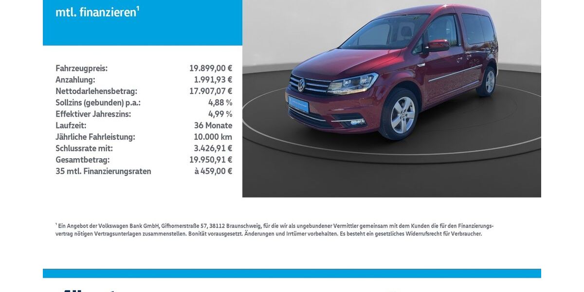 VW Caddy 104.436 km 19.899 &euro; Leinefelde-Worbis/DE 37327