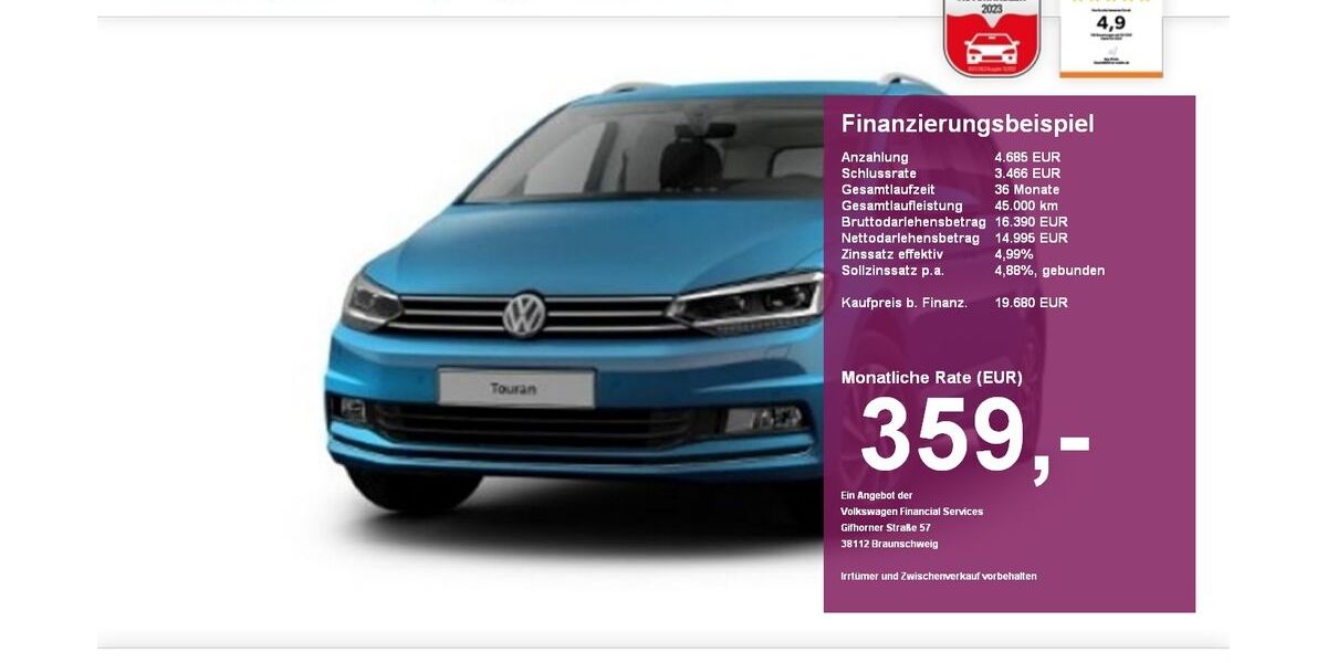 VW Touran 49.980 km 19.680 &euro; Albbruck 79774