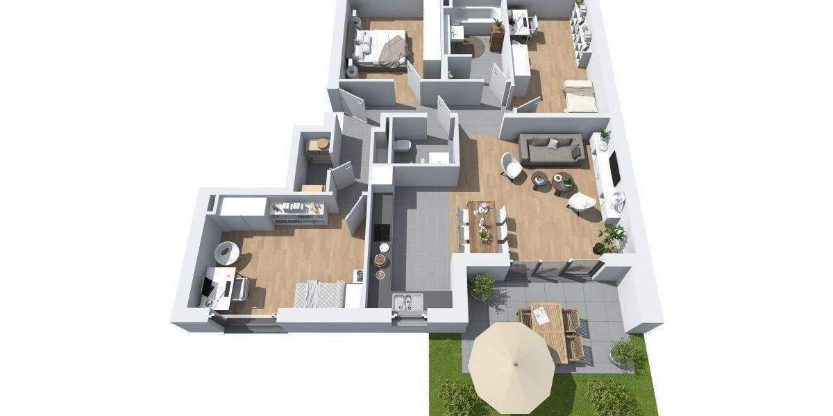 Terrassenwohnung Wiesbaden Biebrich - 4 Zimmer, 100 m&sup2;, 669.000&euro; | Angebot:26155757