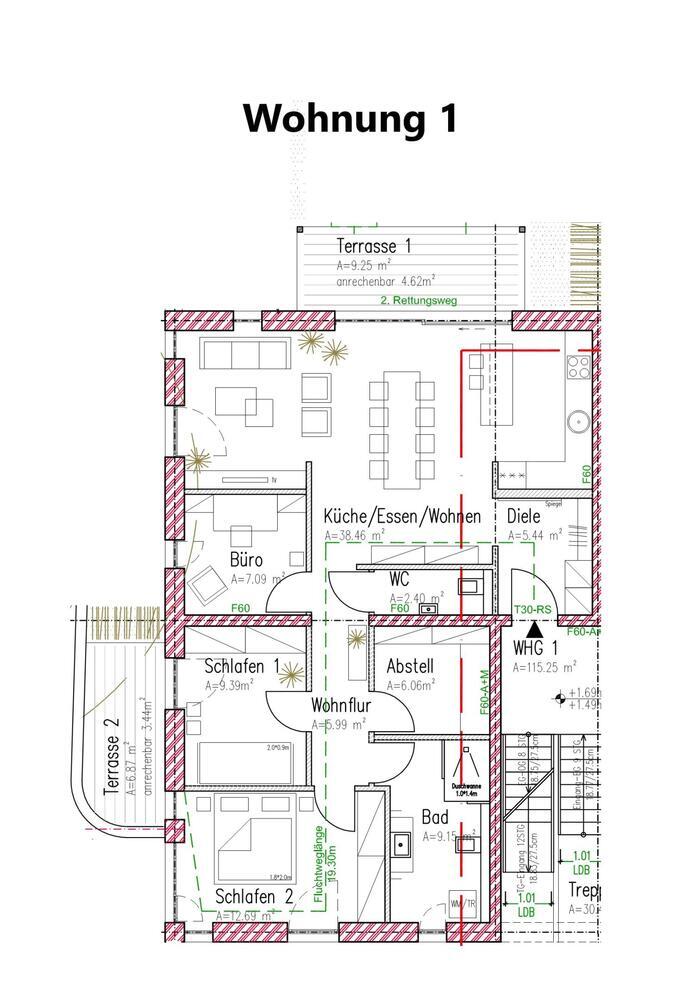 Helle NeubauWohnung mit eigenem Garten im KFW 40 Energiesparhaus Nähe Porta Nigra