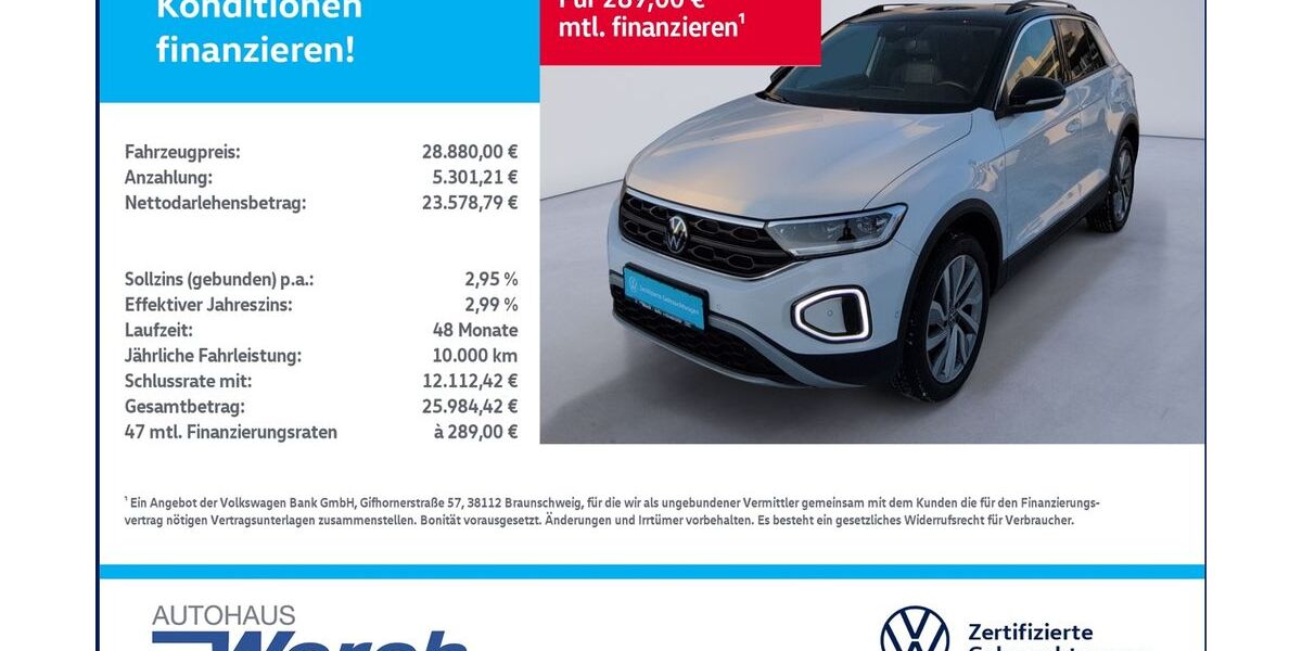 VW T-Roc 7.675 km 28.879 &euro; Südharz 06536