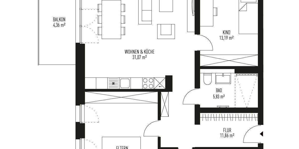 Etagenwohnung Königs Wusterhausen Zeesen - 3 Zimmer, 84 m&sup2;, 414.274&euro; | Angebot:25739611