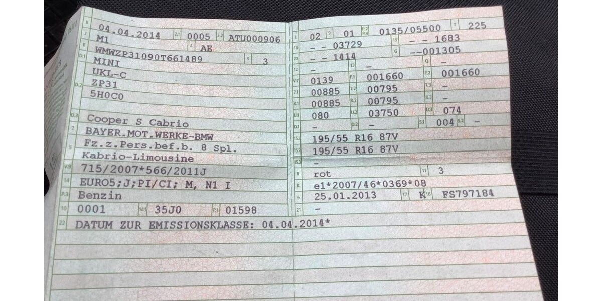 Mini Cooper S Cabrio 133.112 km 9.300 &euro; Gottmadingen 78244