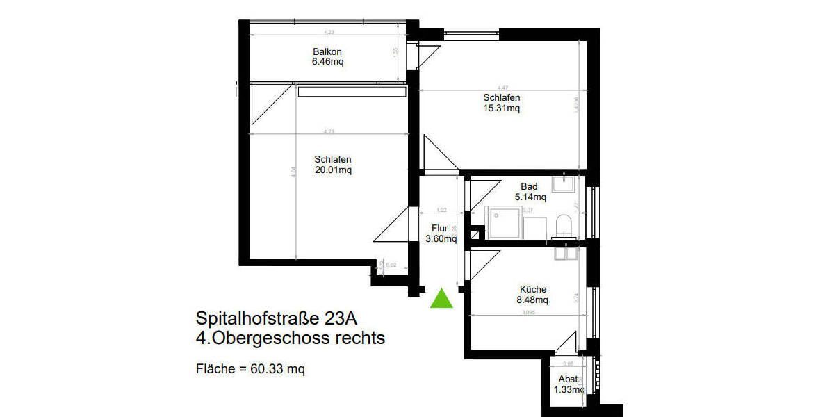 Etagenwohnung Passau Haidenhof-Nord - 2 Zimmer, 60 m&sup2;, 600&euro; | Angebot:26437274