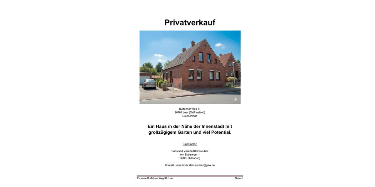 Mehrfamilienhaus, Wohnhaus Leer (Ostfriesland) - 8 Zimmer, 160 m&sup2;, 299.000&euro; | Angebot:26227422
