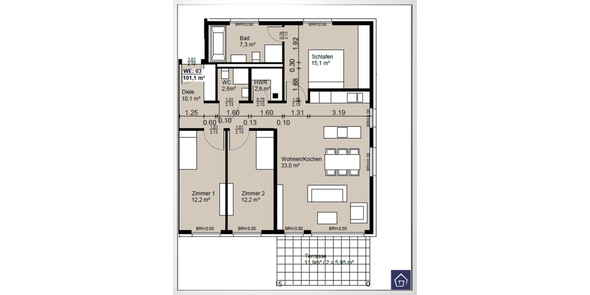 Hattersheim: zentrumsnah & verkehrsgünstig! 4 Zi. EG-Whg. mit eig. Gartenanteil 4 zimmer