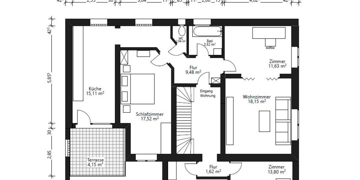 Etagenwohnung Heddesheim - 5 Zimmer, 111 m&sup2;, 1.100&euro; | Angebot:24525191