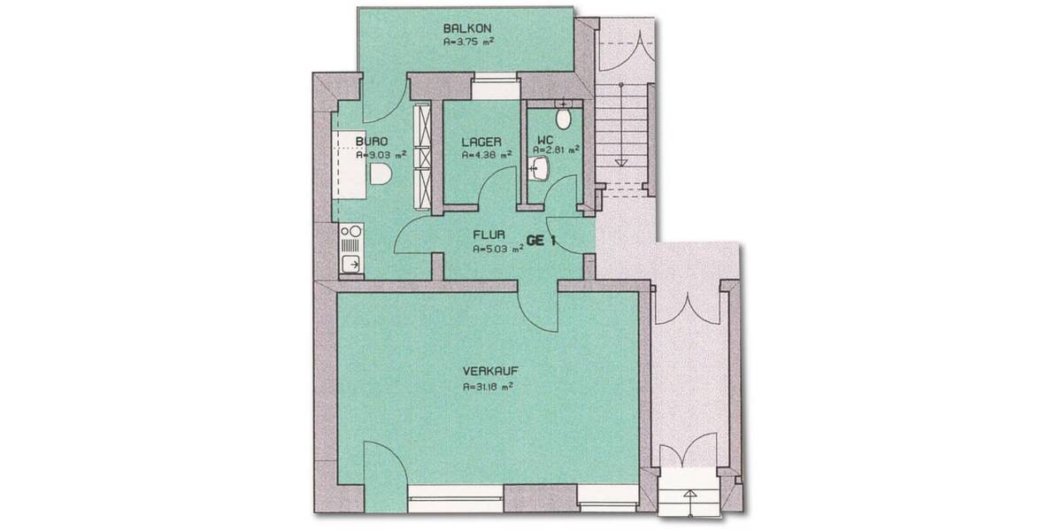 Gewerbeobjekt Zwickau Bahnhofsvorstadt - 1 Zimmer, 56 m&sup2;, 48.000&euro; | Angebot:25707526