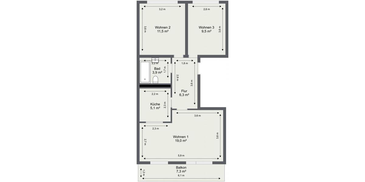 Etagenwohnung Schwedt (Oder) - 3 Zimmer, 57 m&sup2;, 344&euro; | Angebot:25880725